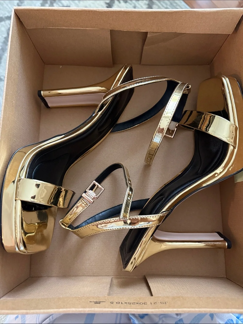 Jessica Simpson Adonia Gold Mirror Metallic High Heel Strappy Sandals